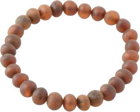 Raw Amber Bracelets for Adults made on Elastic Band - 7 inches Hand-Made from Unpolished/Certified Baltic Amber Beads in Kuwait