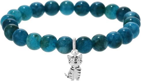 أساور الكلاب الفضية الفضية الاسترليني للنساء للنساء 8 ملم الحجر الطبيعي أساور استرخاء الحيوانات الأليفة للنساء in Kuwait