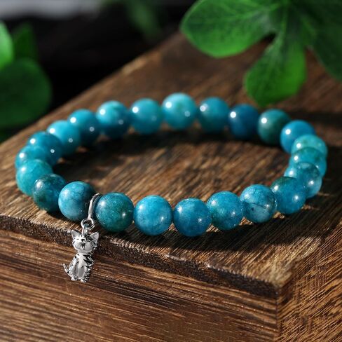 أساور الكلاب الفضية الفضية الاسترليني للنساء للنساء 8 ملم الحجر الطبيعي أساور استرخاء الحيوانات الأليفة للنساء in Kuwait