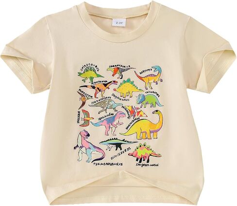 Little Girl/Boy Shirts Dinosaur Tee Shirt Top Summer Short Sleeve Clothes 2-7 Years in Saudi Arabia