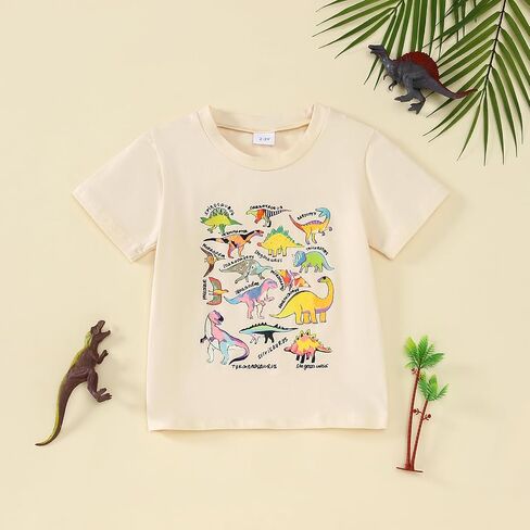 Little Girl/Boy Shirts Dinosaur Tee Shirt Top Summer Short Sleeve Clothes 2-7 Years in Saudi Arabia