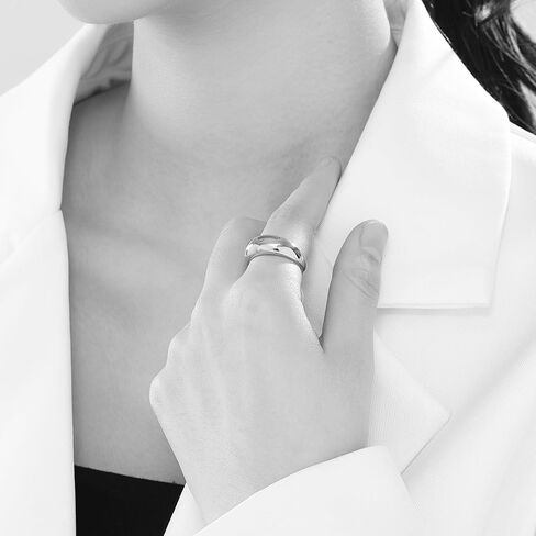 Gold Dome Chunky Rings for Women | 14K Gold Plating Stainless Steel Wedding Dome Chunky Band Ring for Women Minimalist Jewelry Size 5-10 in Saudi Arabia