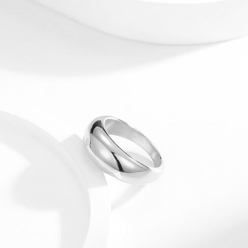 Gold Dome Chunky Rings for Women | 14K Gold Plating Stainless Steel Wedding Dome Chunky Band Ring for Women Minimalist Jewelry Size 5-10 in Saudi Arabia