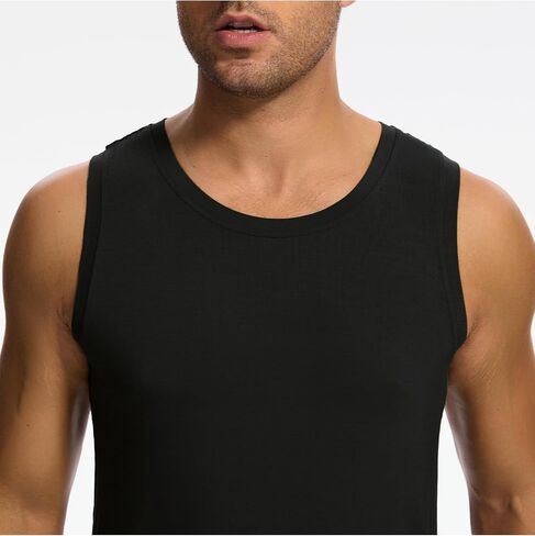 Bamboo Viscose Mens Tank Top, Casual Sleeveless Undershirt, Quick Dry Lightweight Muscle Shirts, Soft Men's Pajama Tops in Saudi Arabia