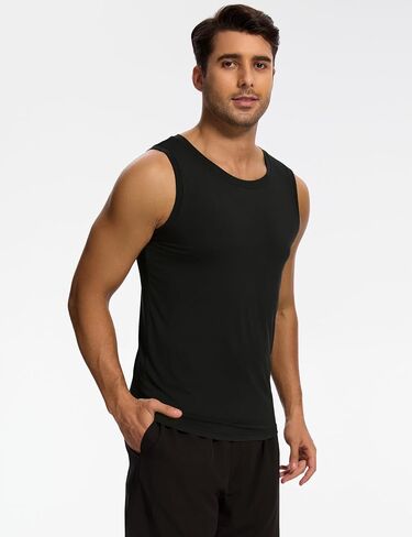 Bamboo Viscose Mens Tank Top, Casual Sleeveless Undershirt, Quick Dry Lightweight Muscle Shirts, Soft Men's Pajama Tops in Saudi Arabia