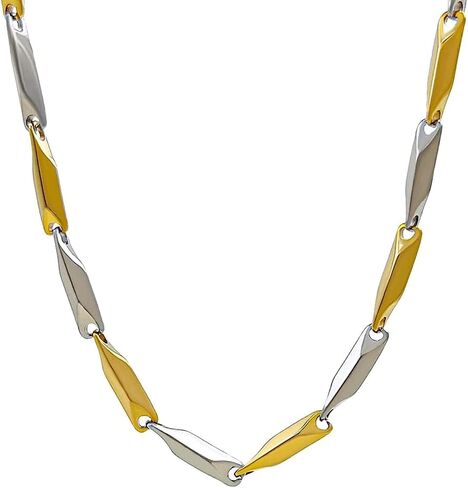 Golden and Silver Mix Rice Chain For Boys Gold-plated, Sterling Silver Plated Stainless Steel Chain in Saudi Arabia