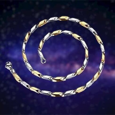 Golden and Silver Mix Rice Chain For Boys Gold-plated, Sterling Silver Plated Stainless Steel Chain in Saudi Arabia