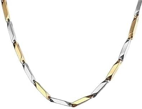Golden and Silver Mix Rice Chain For Boys Gold-plated, Sterling Silver Plated Stainless Steel Chain in Saudi Arabia