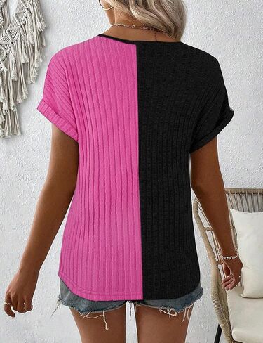 Koscacy Womens Tops Short Sleeve Zipper Tshirts Blouses Ladies Knit Solid Casual Spring Summer Tunic S-XXL in Kuwait