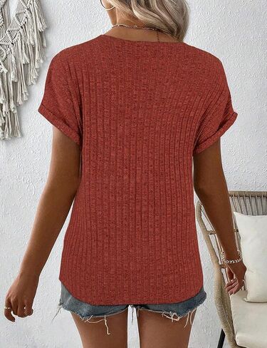 Koscacy Womens Tops Short Sleeve Zipper Tshirts Blouses Ladies Knit Solid Casual Spring Summer Tunic S-XXL in Kuwait