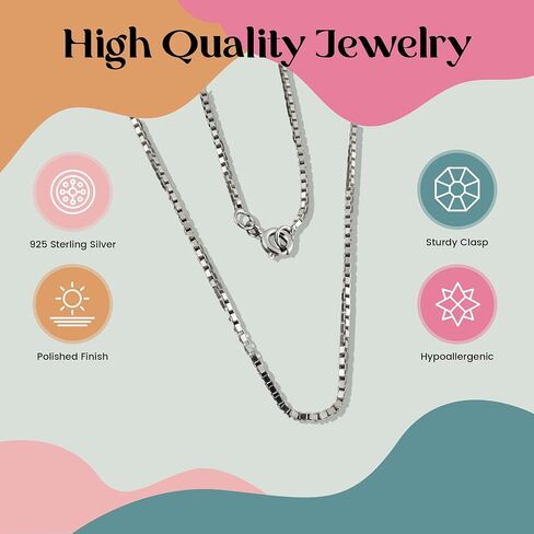 FashionJunkie4Life Extra Long Sterling Silver 1.2mm Box Chain Necklace - 26 "، 32" ، 34 "، 38" in Kuwait