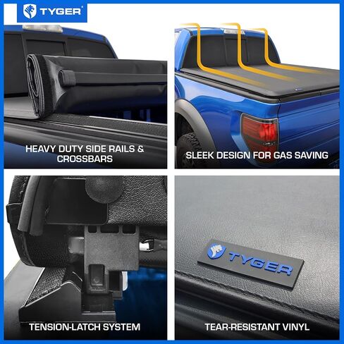 Tyger Auto T1 Soft Roll-up Truck Bed Tonneau Cover Compatible with 2023-2025 Chevy Colorado GMC Canyon | 5'1" (61") Bed | TG-BC1C9206 in Saudi Arabia