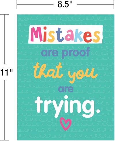 Carson Dellosa 12-Piece Growth Mindset 8.5"x 11" Positive Quote Wall Poster Set, Motivational Posters for Classroom Bulletin Board, Inspirational Wall Decor, Classroom Decoration (Mini Posters) in Saudi Arabia