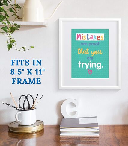 Carson Dellosa 12-Piece Growth Mindset 8.5"x 11" Positive Quote Wall Poster Set, Motivational Posters for Classroom Bulletin Board, Inspirational Wall Decor, Classroom Decoration (Mini Posters) in Saudi Arabia