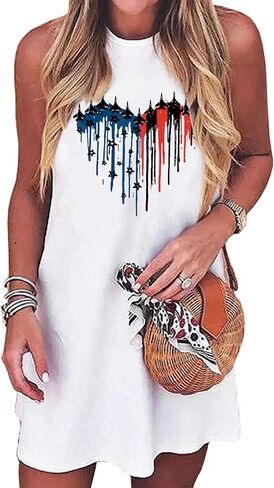American Flag Tank Dress for Women 4th of July Patriotic Graphic Sleeveless Mini Dress Casual Vacation Short Dresses in Saudi Arabia