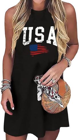 American Flag Tank Dress for Women 4th of July Patriotic Graphic Sleeveless Mini Dress Casual Vacation Short Dresses in Saudi Arabia