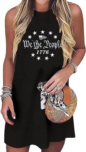 American Flag Tank Dress for Women 4th of July Patriotic Graphic Sleeveless Mini Dress Casual Vacation Short Dresses in Saudi Arabia