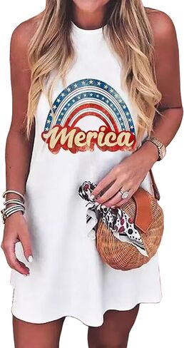 American Flag Tank Dress for Women 4th of July Patriotic Graphic Sleeveless Mini Dress Casual Vacation Short Dresses in Saudi Arabia
