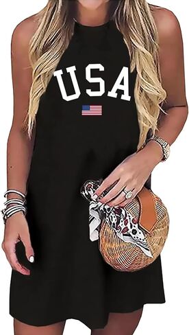 American Flag Tank Dress for Women 4th of July Patriotic Graphic Sleeveless Mini Dress Casual Vacation Short Dresses in Saudi Arabia