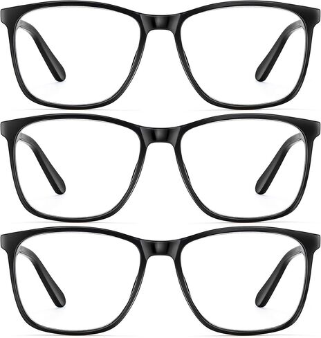 3 Pack Blue-Light-Blocking Glasses - Men/Women Computer Reading Gaming TV Phones Glasses Blue Light Blocker (Black) in Saudi Arabia