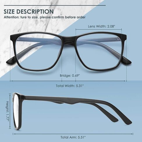 3 Pack Blue-Light-Blocking Glasses - Men/Women Computer Reading Gaming TV Phones Glasses Blue Light Blocker (Black) in Saudi Arabia