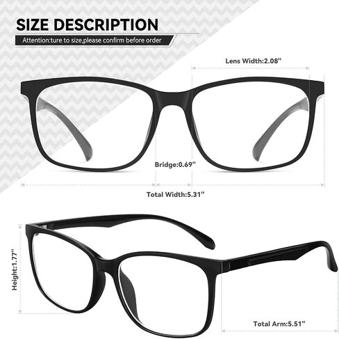 3 Pack Blue-Light-Blocking Glasses - Men/Women Computer Reading Gaming TV Phones Glasses Blue Light Blocker (Black) in Saudi Arabia
