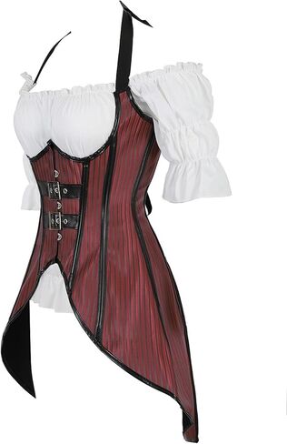 Grebrafan Steampunk Corsets Bustiers Skirt Blouse Set 2 piece Corset Outfits for Women in Kuwait