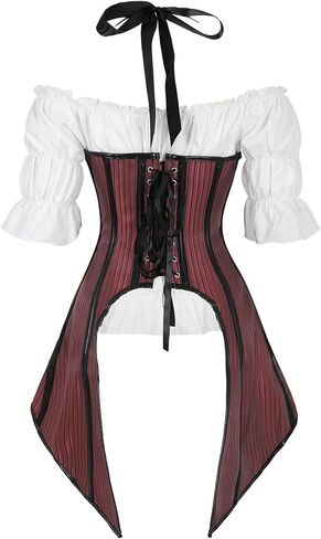 Grebrafan Steampunk Corsets Bustiers Skirt Blouse Set 2 piece Corset Outfits for Women in Kuwait