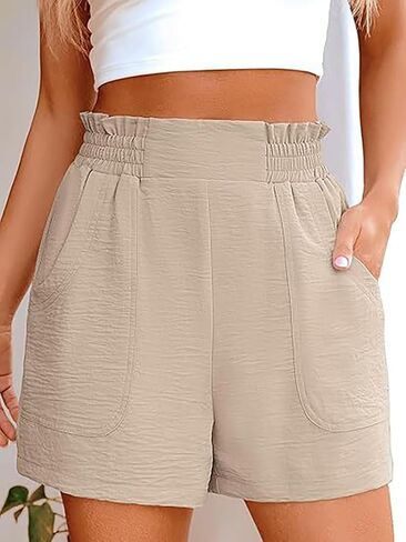 Women's High Waisted Shorts 2025 Elastic Waist Wide Leg Casual Summer Beach Lounge Athletic Shorts with Pockets in Saudi Arabia