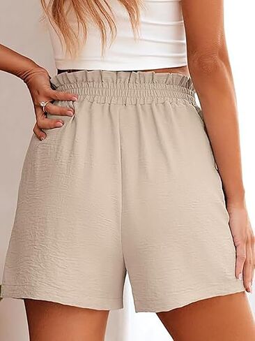 Women's High Waisted Shorts 2025 Elastic Waist Wide Leg Casual Summer Beach Lounge Athletic Shorts with Pockets in Saudi Arabia