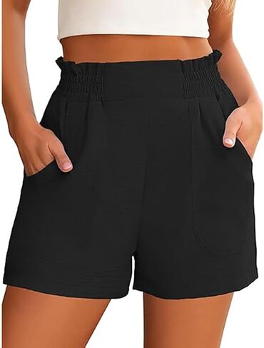 Women's High Waisted Shorts 2025 Elastic Waist Wide Leg Casual Summer Beach Lounge Athletic Shorts with Pockets in Saudi Arabia