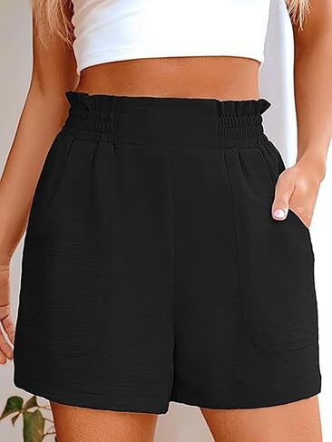 Women's High Waisted Shorts 2025 Elastic Waist Wide Leg Casual Summer Beach Lounge Athletic Shorts with Pockets in Saudi Arabia