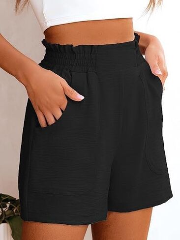 Women's High Waisted Shorts 2025 Elastic Waist Wide Leg Casual Summer Beach Lounge Athletic Shorts with Pockets in Saudi Arabia