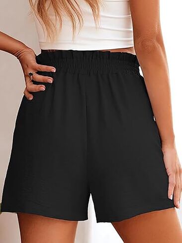 Women's High Waisted Shorts 2025 Elastic Waist Wide Leg Casual Summer Beach Lounge Athletic Shorts with Pockets in Saudi Arabia
