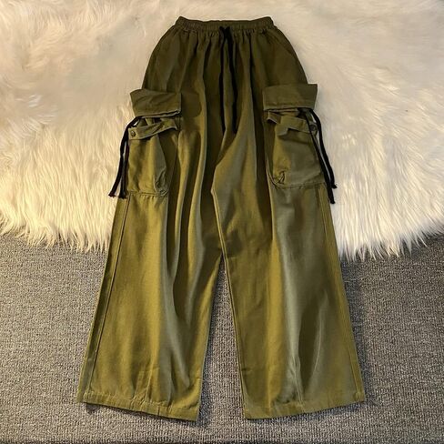 Cargo Pants Women Baggy Y2K Streetwear Cotton Solid Vintage Loose Fit with Pockets Palazzo in Saudi Arabia