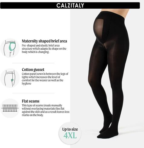 CALZITALY - Opaque Maternity Pantyhose - Pregnancy Tights for Women - 100 DEN Italian Hosiery (M, Navy) in Saudi Arabia