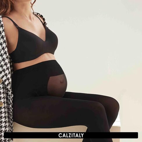 CALZITALY - Opaque Maternity Pantyhose - Pregnancy Tights for Women - 100 DEN Italian Hosiery (M, Navy) in Saudi Arabia