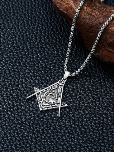Swordgod Masonic Necklace for Men,925 Sterling Silver Freemason Pendant Necklace Freemasonry Jewelry Xmas Christmas Gift for Father Him Brother in Saudi Arabia
