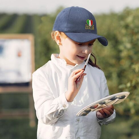 Kids Toddler Baseball Cap Italia Italy Heart A Embroidery Cotton Boys & Girls Strap Closure Black Adjustable in Saudi Arabia