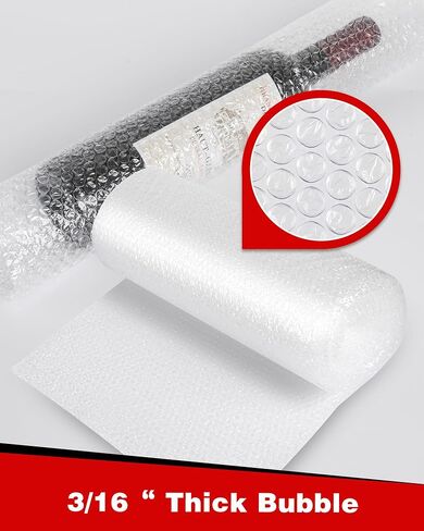 Bubble Cushioning Wrap Rolls, 3/16" x 12" x 36' ft Total, Perforated Every 12" for Packaging, Shipping, Mailing in Saudi Arabia