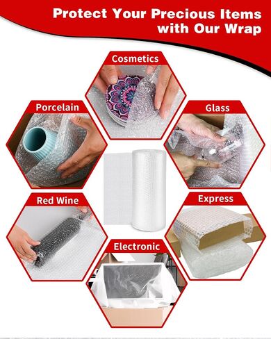 Bubble Cushioning Wrap Rolls, 3/16" x 12" x 36' ft Total, Perforated Every 12" for Packaging, Shipping, Mailing in Saudi Arabia