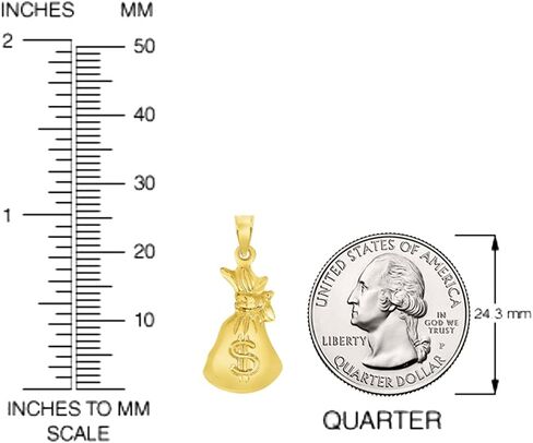 ارتفاع البولندية 14K الذهب الأصفر 3D الأموال الأموال قلادة سحر in Saudi Arabia