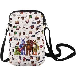 LEVLO Freddy Bear Crossbody Bag - Horror Movie Fan Gift - Freddy Fazbear's Pizza Bear Shoulder Bag - Foxy & The Mangle Merch