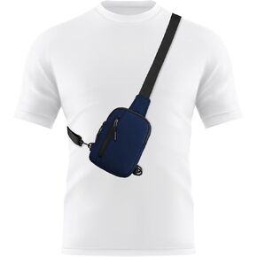 Peicees Mens Mini Sling Bag Chest Bag Shoulder Bag Women Crossbody Bag Phone Holder with Reversible Strap and Dual Pocket