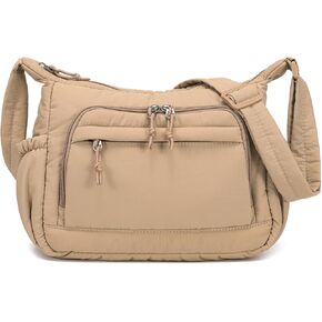 Crossbody Bags for Women Medium Size Puffer Nylon Travel Purse with Multi Pockets for Ladies