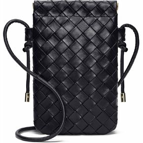 حقيبة Crossbody للنساء اللواتي يعانين من قفل ذاتي ، محفظة للهاتف الخلوي الجلدي المنسوجة مع حزام كتف قابل للتعديل ، محفظة صغيرة من النساء المحمولة مع فتحات بطاقة للتسوق في السفر