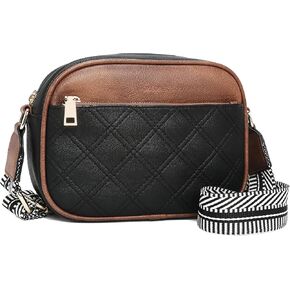 FOXLOVER Quilted Small Crossbody Bags for Women Soft Leather Shoulder Purses with Adjustable Wide Strap