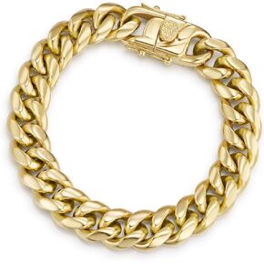 CG&KYGG 12MM 14K Gold Plated Cuban Link Bracelet for Men, Chunky 316L Stainless Steel Chain for Women, Gift for Birthday & Holiday(Delicate Package, Double Safety Clasp with 14K Stamp)