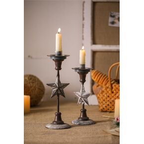 SOFE Retro Star Candle Taper Holder, Tapered Candle Holders Set of 2, Candle Sticks Holder Decor, Iron Candlestick Holders Home Decoration for Valentines Day, Wedding, Party