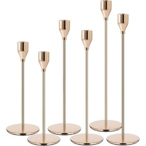 Gold Candlestick Holder French Gold Candle Holders for Table Centerpieces, Wedding, Party, Fits 3/4 inch Candles, Metal Taper Candle Sticks Holders Decor for Dinner, Home Decor (Set of 12)